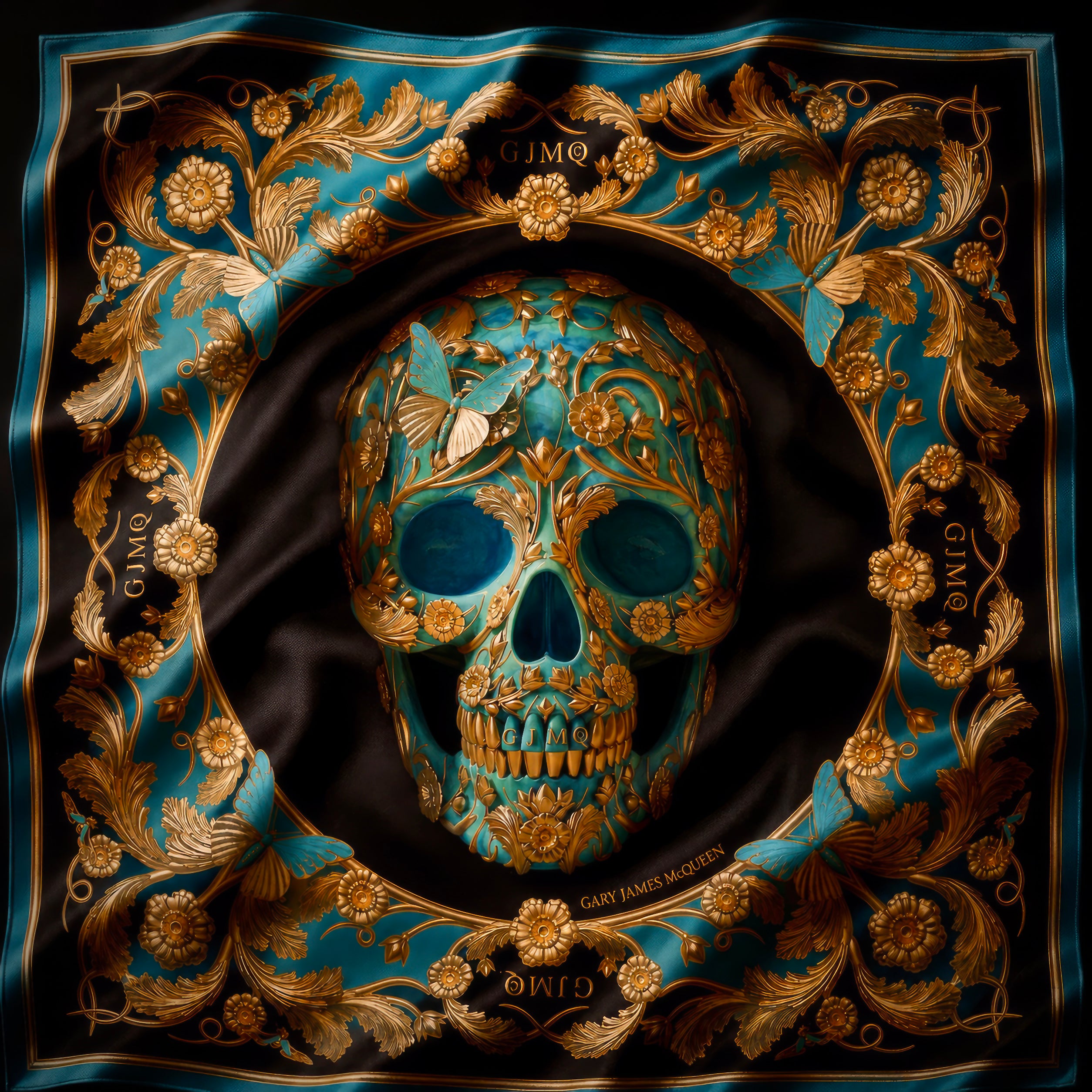 The Midas Skull Foulard - Teal Edition